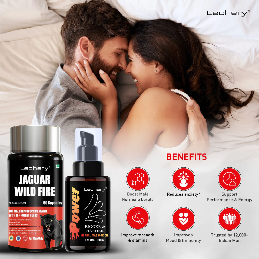 Lechery Jaguar: Men's Wellness Capsules & Herbal Massage Oil.