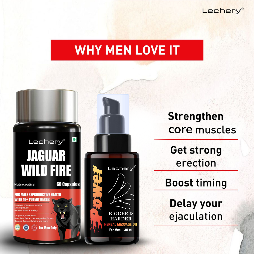 Lechery Jaguar: Men's Wellness Capsules & Herbal Massage Oil.