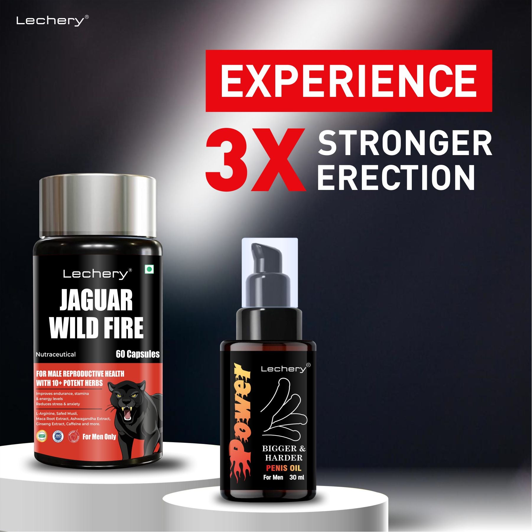 Lechery Jaguar: Men's Wellness Capsules & Herbal Massage Oil.