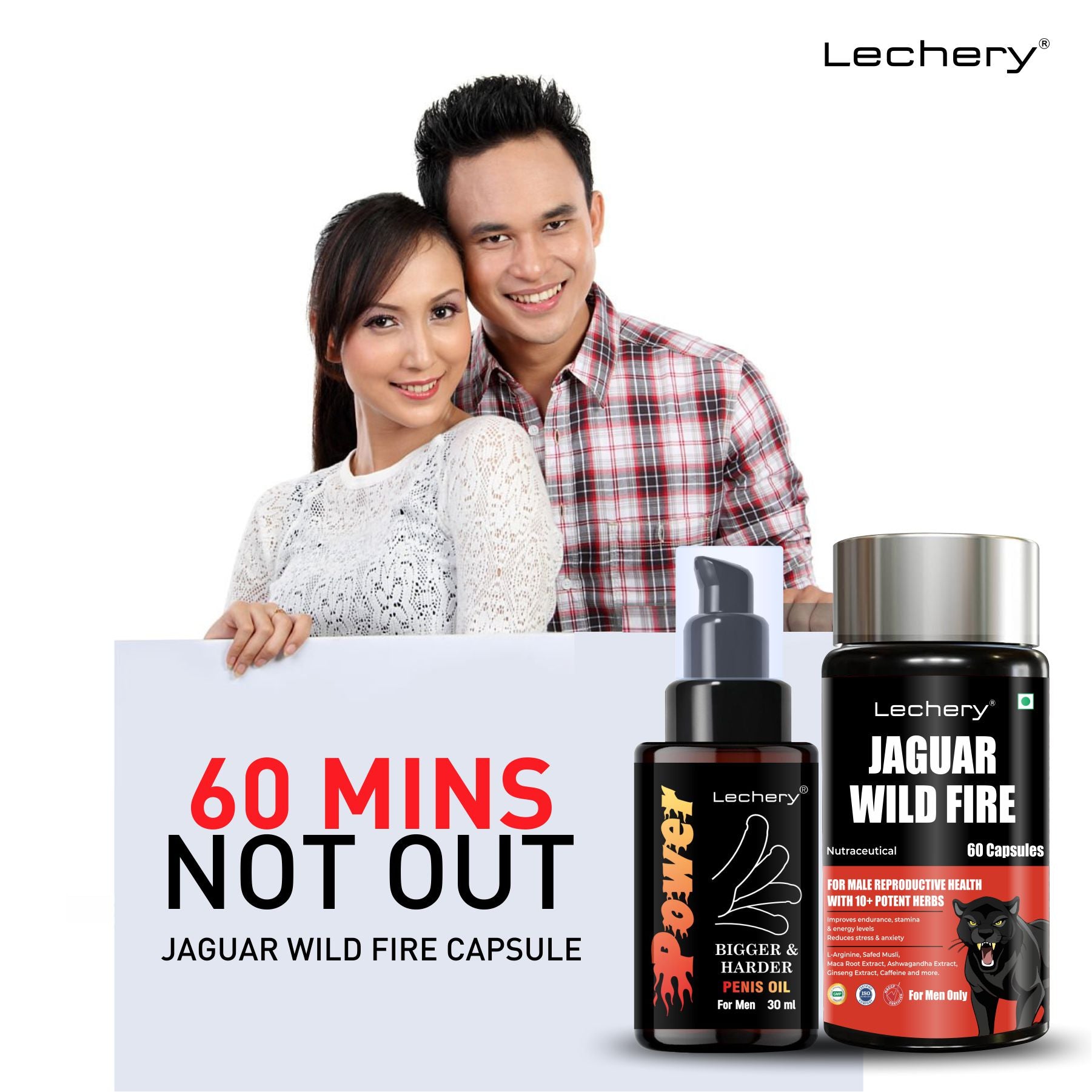 Lechery Jaguar: Men's Wellness Capsules & Herbal Massage Oil.